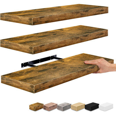 Rustic Rectangle Floating Shelves (3 Pack)