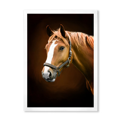 Portrait d'un cheval brun avec un nez blanc I - photographie sur toile