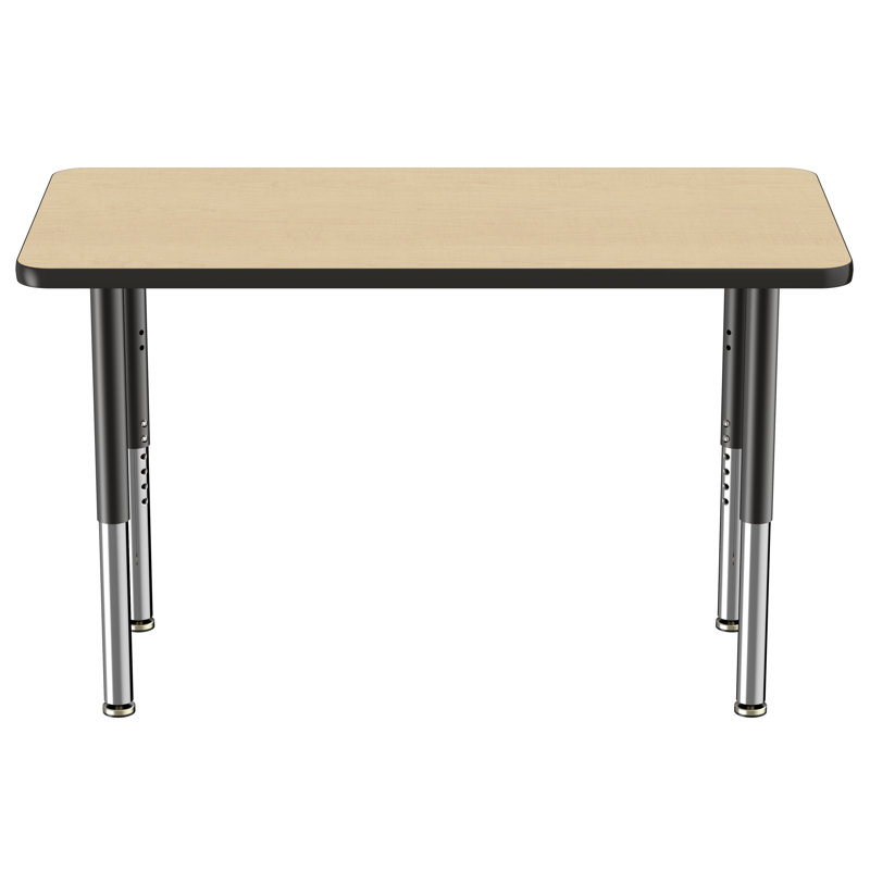 Table d'activité rectangulaire à hauteur réglable en forme de T, 24 po x 48 po, Érable / noir, Super