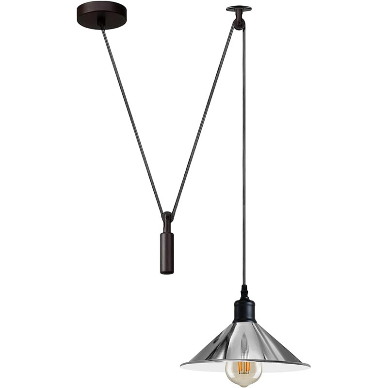 Luminaire suspendu industriel avec abat-jour conique en métal avec cordon de 2 m réglable E26 pour îlot de cuisine