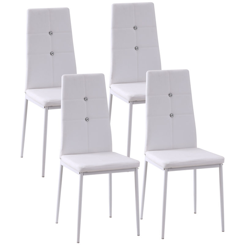 Chaise d'appoint rembourrée et capitonnée, Blanc