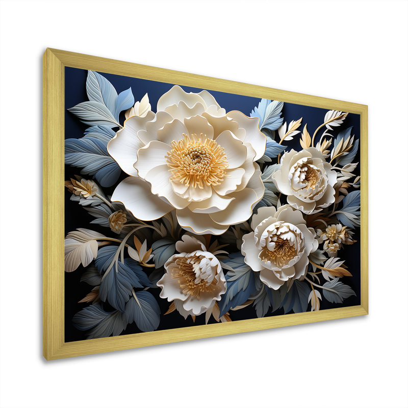 Pivoines dévoilées, Cadre photo doré simple, H 16 po x l 32 po x P 1 po