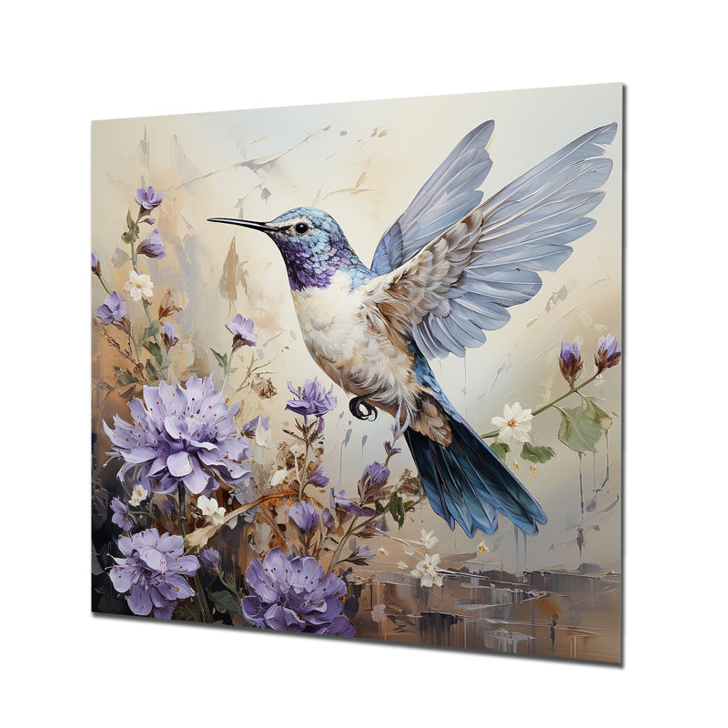 Humminbirds Floral Whimsical Whisper 1 I - Colibri, art mural en métal, H 29 po x l 29 po