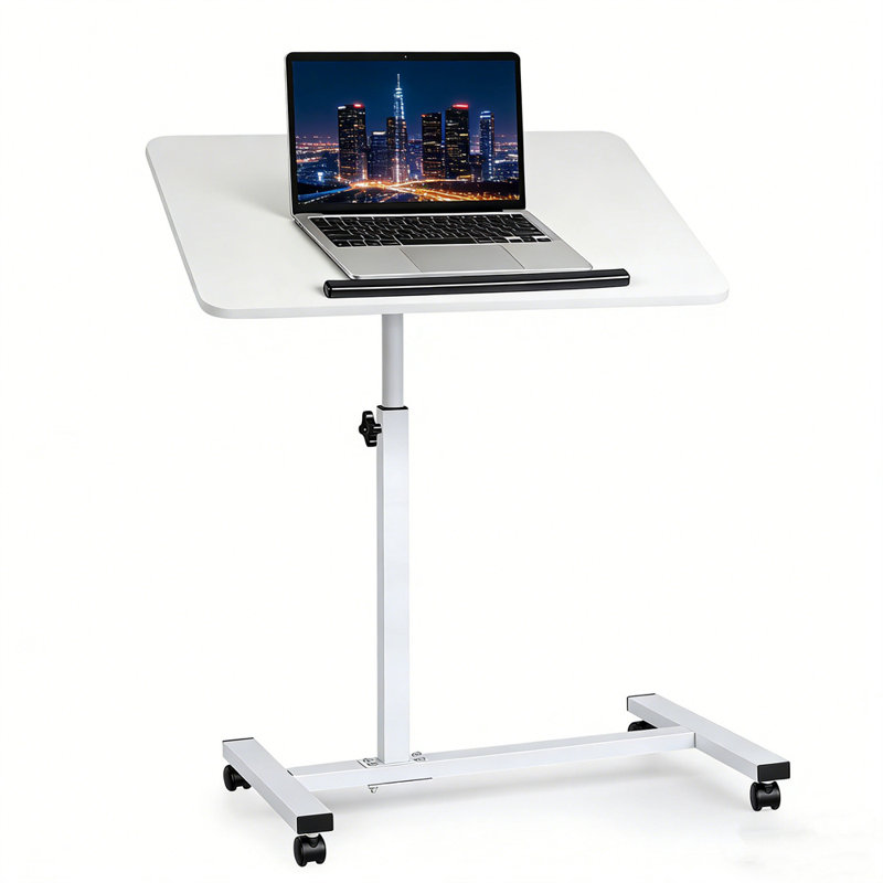 Height Adjustable Side Table with Wheels