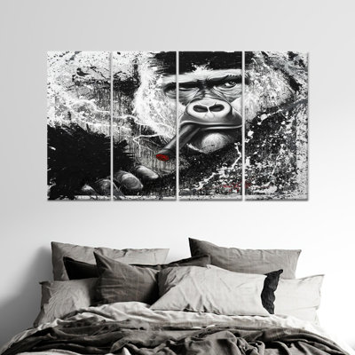 Art moderne sur toile imprimée: art animalier contemporain pour la décoration intérieure, toile tendue 4P
