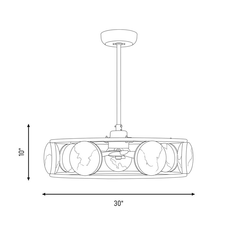 Castra LED Fan D'Lier in Warm Brass, Matte Black