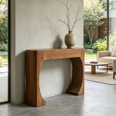 Wabi-sabi style solid wood console table