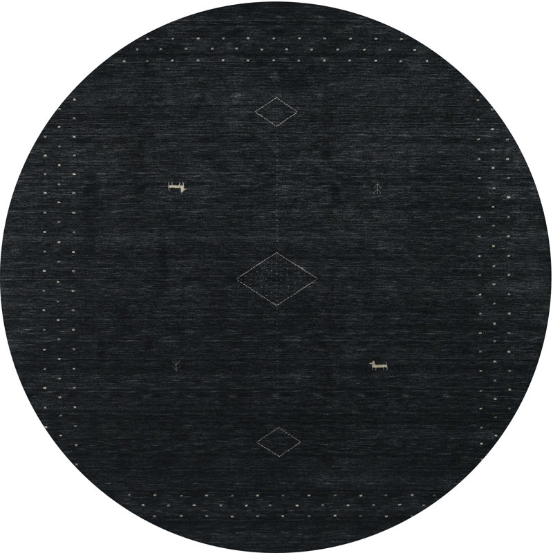 Tapis noir Abstract, Rond 8 pi