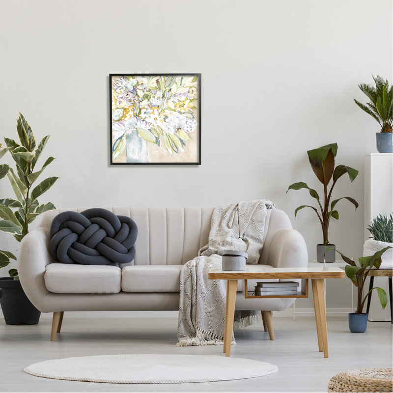 Arrangement floral complet, Giclée encadrée noir minuit, H 24 po x l 24 po x P 1,5 po