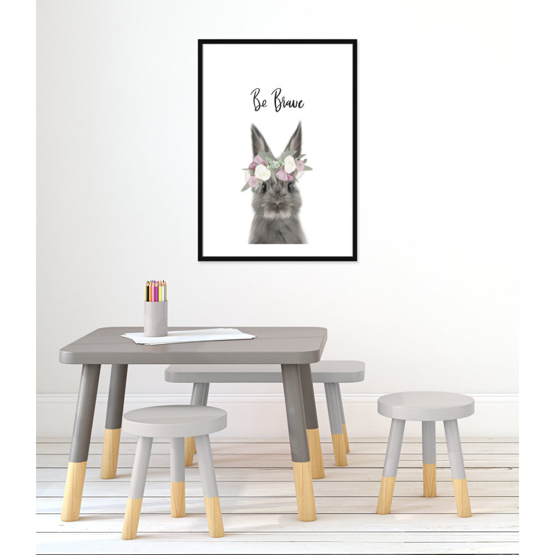 Le lapin est courage, H 35,5 po x l 25,5 po x P 1,19 po, Encadré de boîte noir