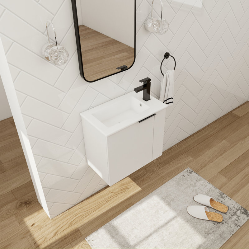 Meuble-lavabo simple 22,34 po avec plateau Kannan, Blanc