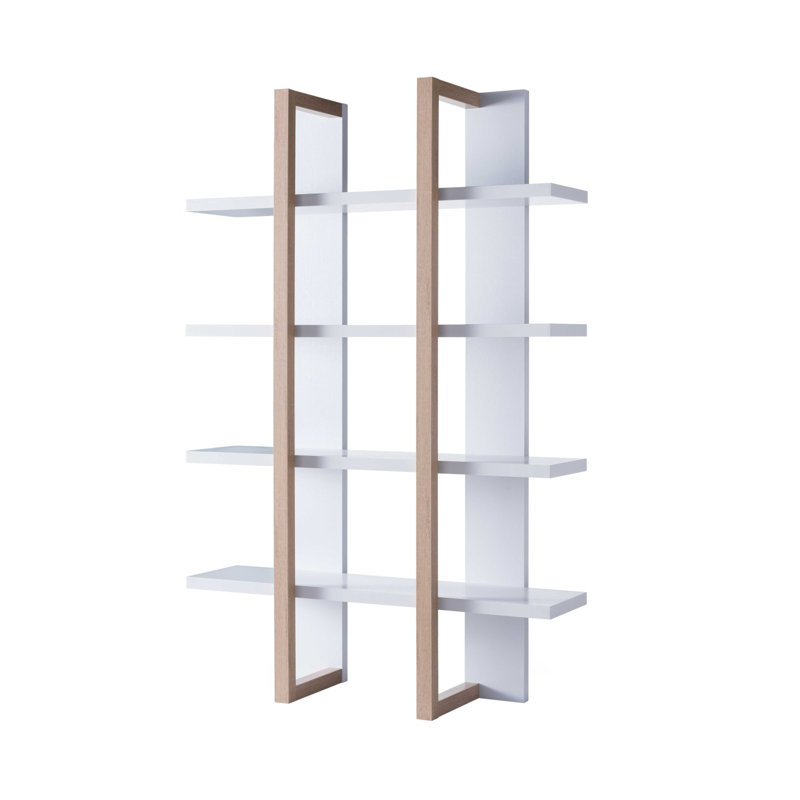 Vitrine deux tons, bibliothèque de 71 po de hauteur, armoire vieillie, Blanc