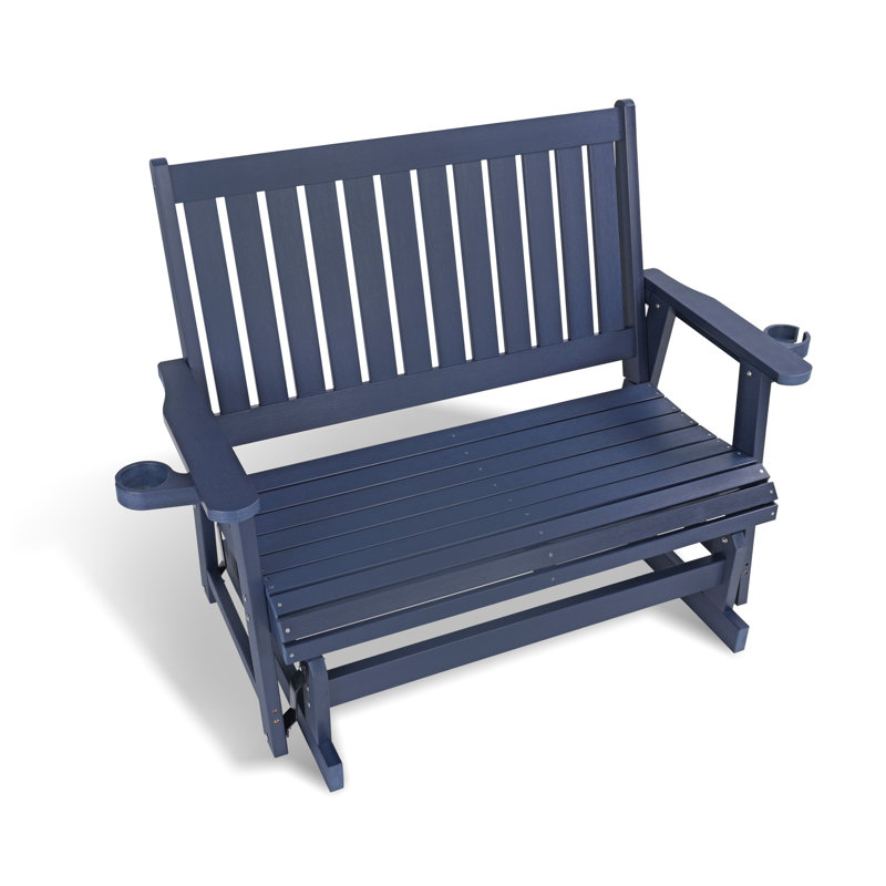 Fauteuil oscillant d'extérieur en bois Ruvimbo, Marine