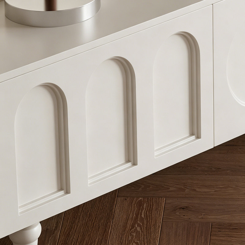 Meuble télé et armoire de rangement de style français crème, H 19,29 po x L 86,61 po x l 15,75 po
