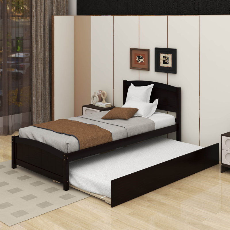 Lit plateforme simple avec lit gigogne, Espresso