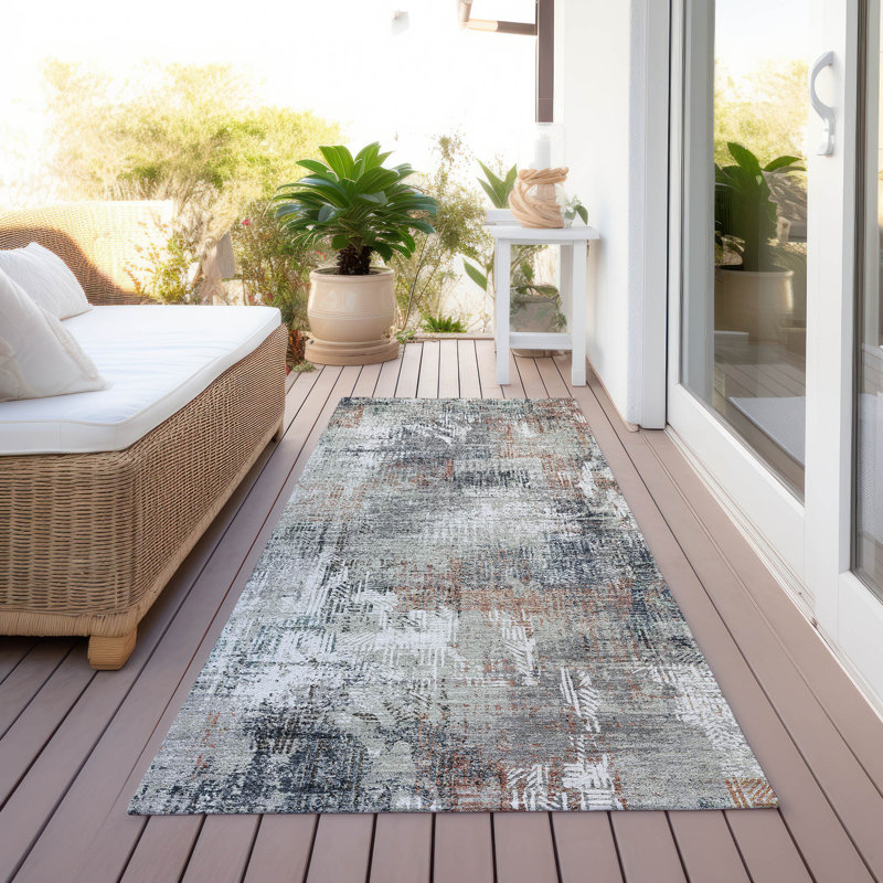 Karsyn Washable Abstract Indoor / Outdoor Rug, Runner 2'3" x 7'6"