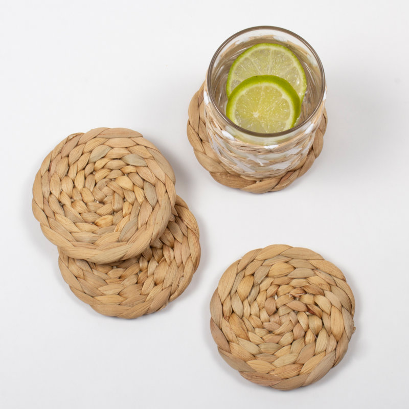 Bamboo Round 4 Piece Coaster Set