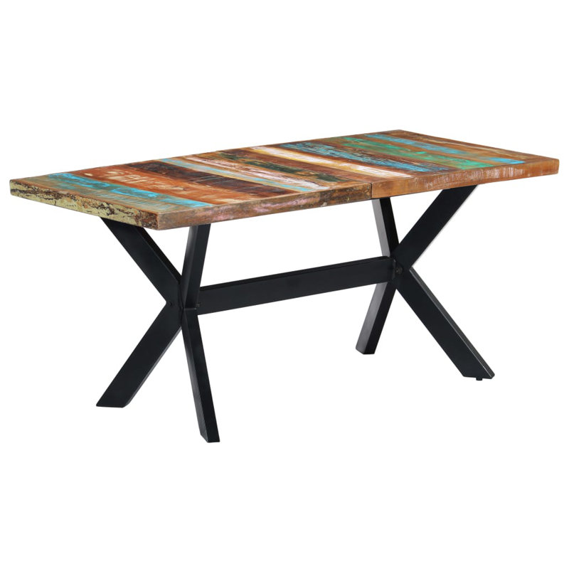 Table de salle à manger, Brun et bleu, L 63 po x l 60 po