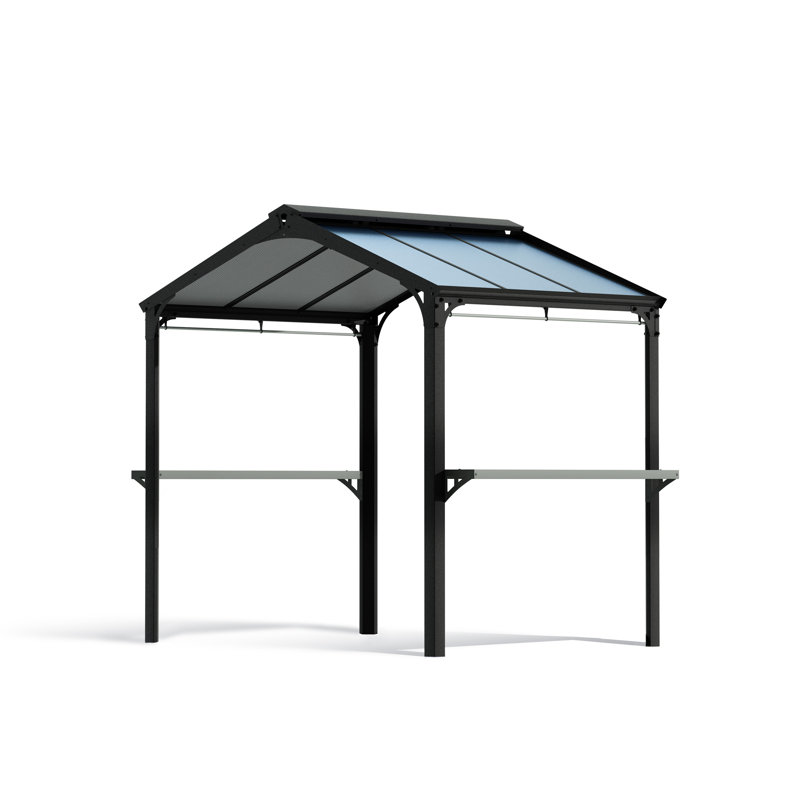 Palram - Canopia Austin 8' W x 6' D Aluminum Polycarbonate Outdoor Backyard Grill Gazebo Black/Gray