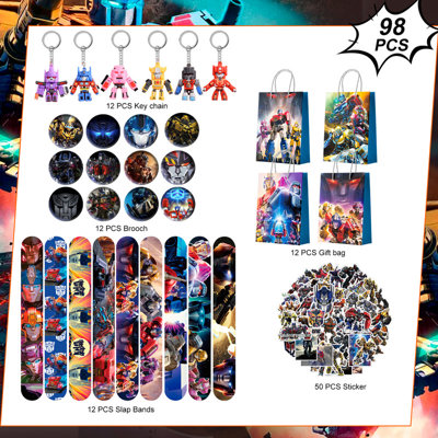 Transformers Party Favors for Kids, 98 Pcs Transformers Birthday Party Decorations Set