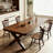 Solid wood rectangular dining table-176882273