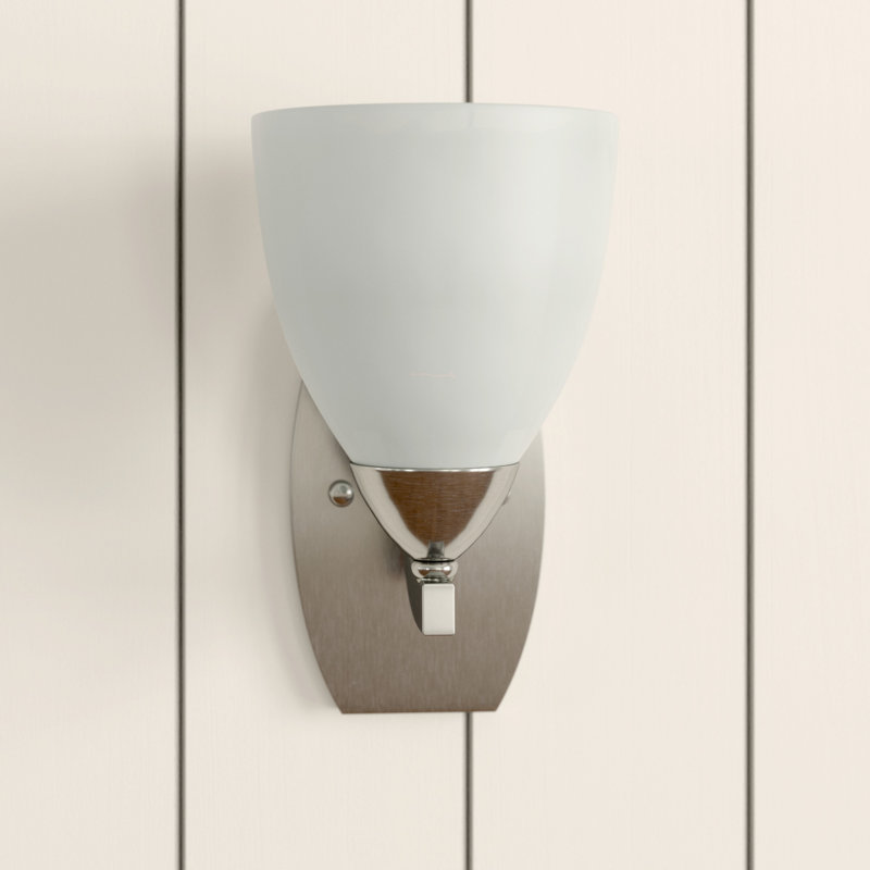 Appliquee à bras 1 lumières Alvah, Blanc givré, Nickel satiné
