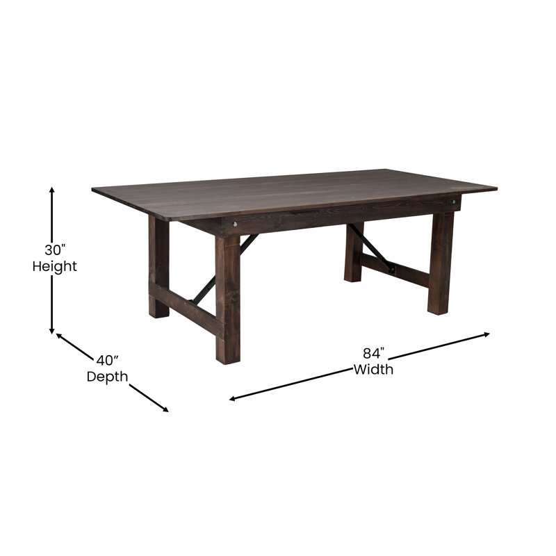 Dejon Rectangular Rustic Solid Pine Folding Dining Table by Flash Furniture, 30"H x 96"L x 40"W, Mahogany