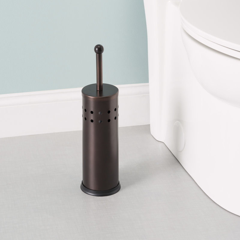 Home Basics Metal Toilet Brush And Holder, Bronze