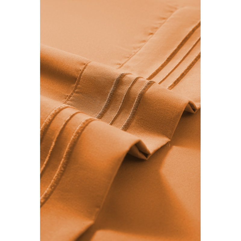 Ensemble de draps en rayonne , Orange, Ensemble de draps pour lit simple TG + un drap-hou