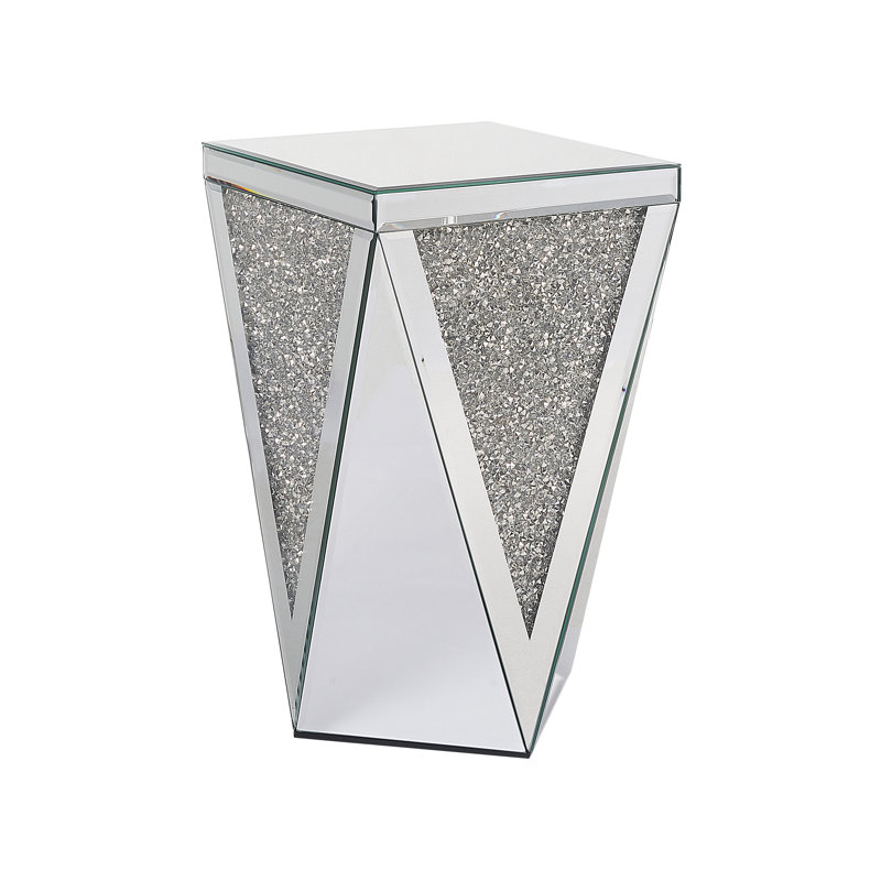 Aldrina Glass Top Block End Table