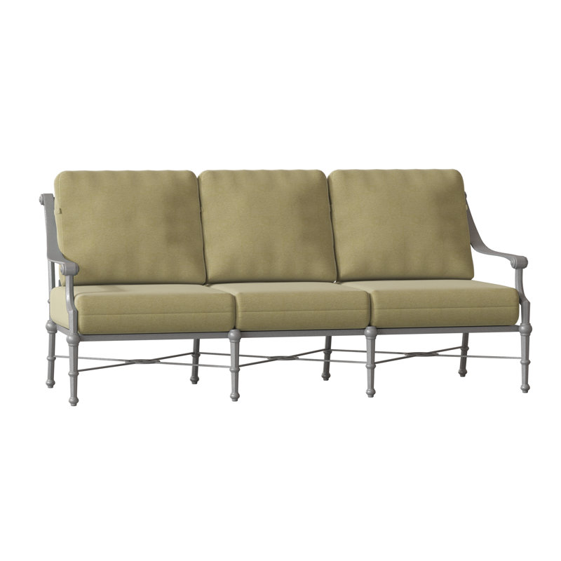 Delphi 80'' Wide Metal Patio Sofa with Cushions, Pewter, Impact Vapor Gray Sunbrella®