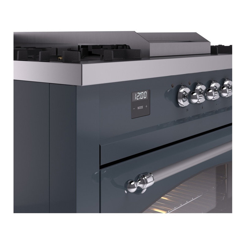 ILVE Nostalgie II 60 Dual Fuel Range, 5 Burners, Griddle, Frenchtop , RAL Color/Chrome, Natural Gas