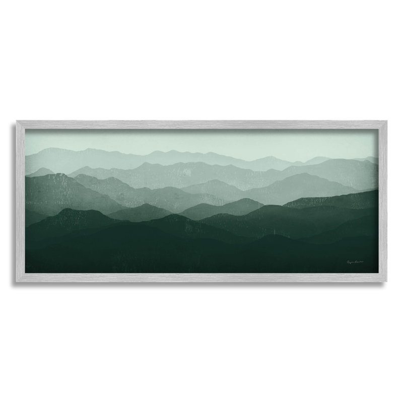 Chaîne de montagnes panoramique brumeuse par Ryan Fowler - Peinture sur bois, H 10 po x l 24 po x P 1,5 po