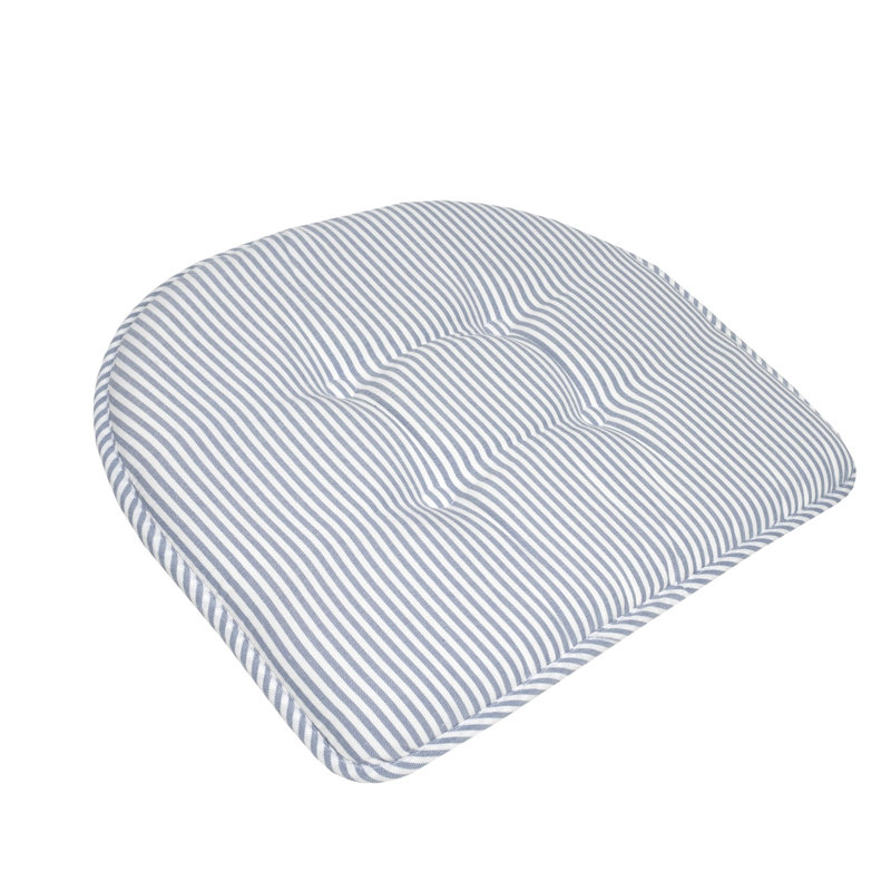 Coussins de chaise d'intérieur en mousse à mémoire de forme Pinstripe 17 po x 16 po, 4, Bleu