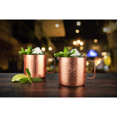 100% Copper Mug for Moscow Mule - 12oz Hammered Pure Copper Thick Straight  Wall