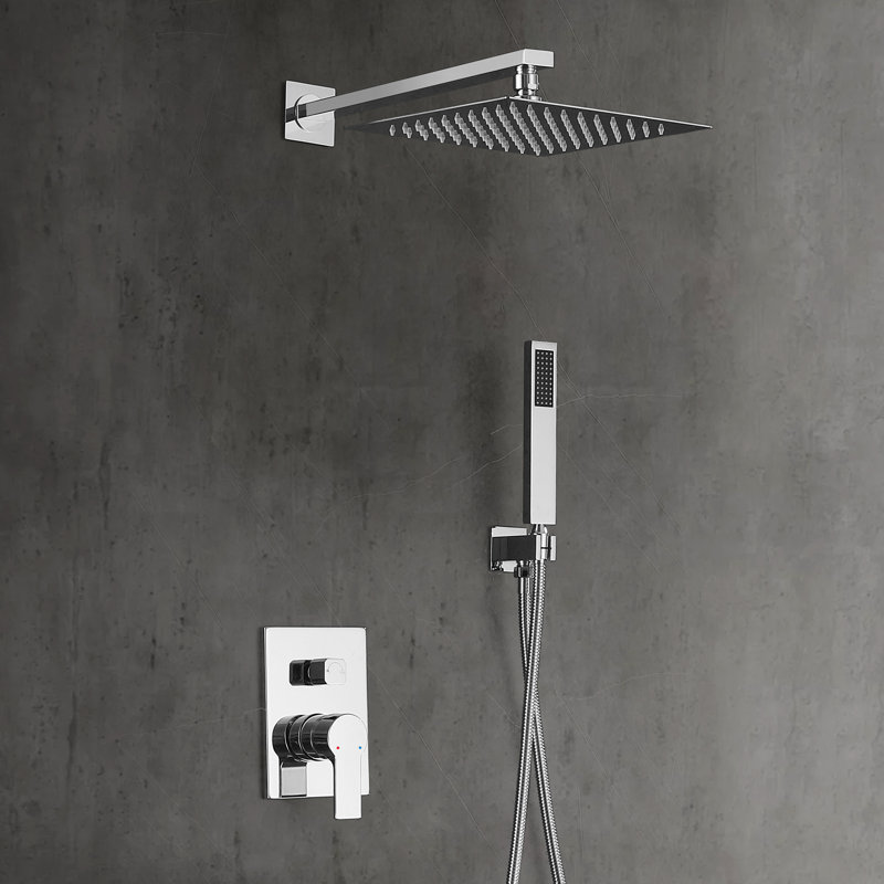Wall Mounted Complete Shower System with Anti-Scald Pressure Balance Valve, Chrome