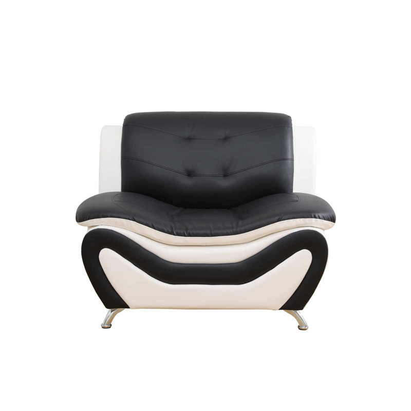 Sofa 1 place en similicuir noir et blanc