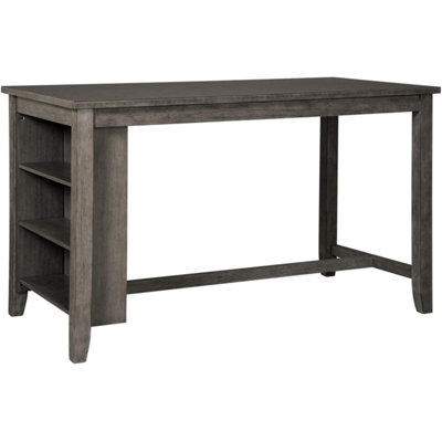 Caitbrook Rustic Counter Height Dining Table with Storage, Dark Grey