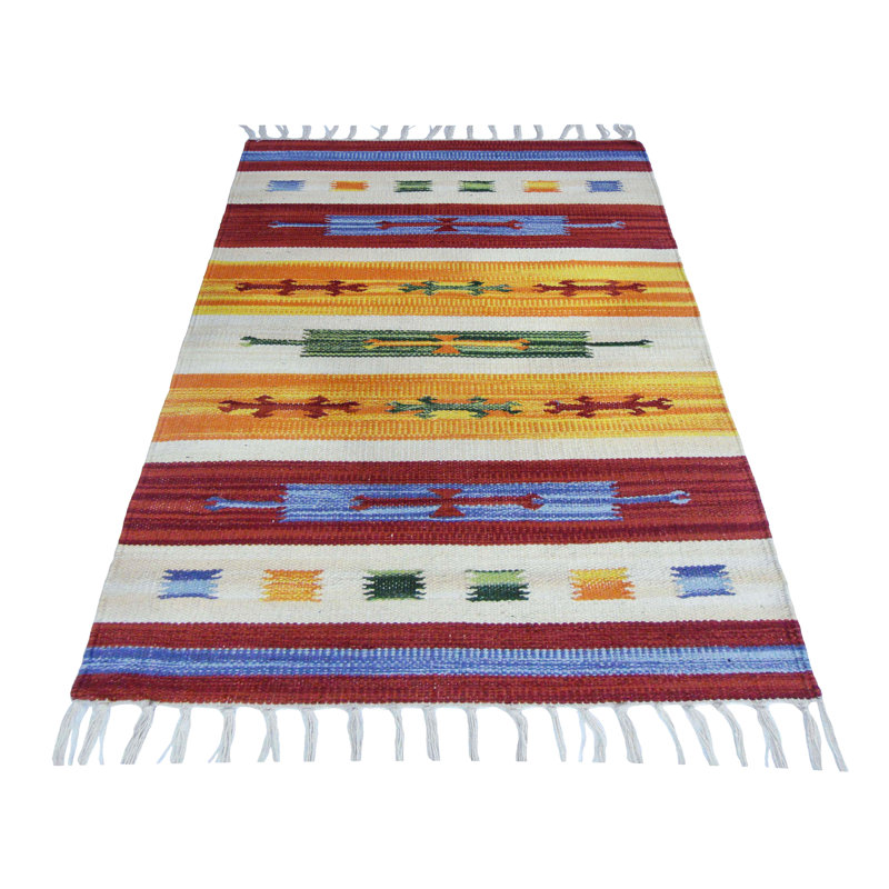 Southwestern Cotton Hand Woven Area Rug, Rectangle 60 x 90cm
