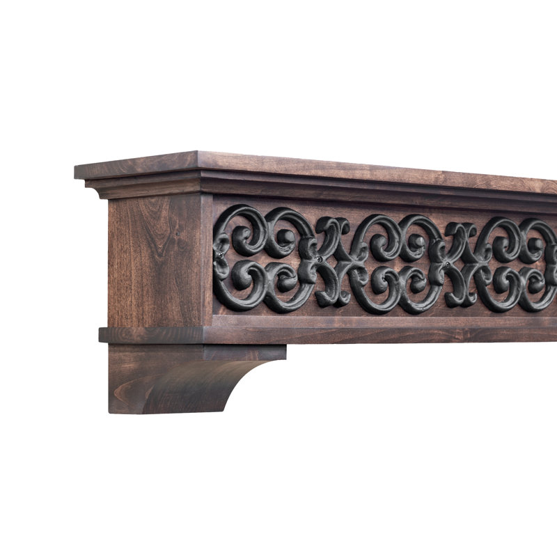 Vienna Fireplace Mantel with Corbels, Brown Wood, 60"