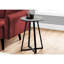 Table d'appoint en stratifié gris pour salle familiale - Base en métal noir, côté contemporain avec surface