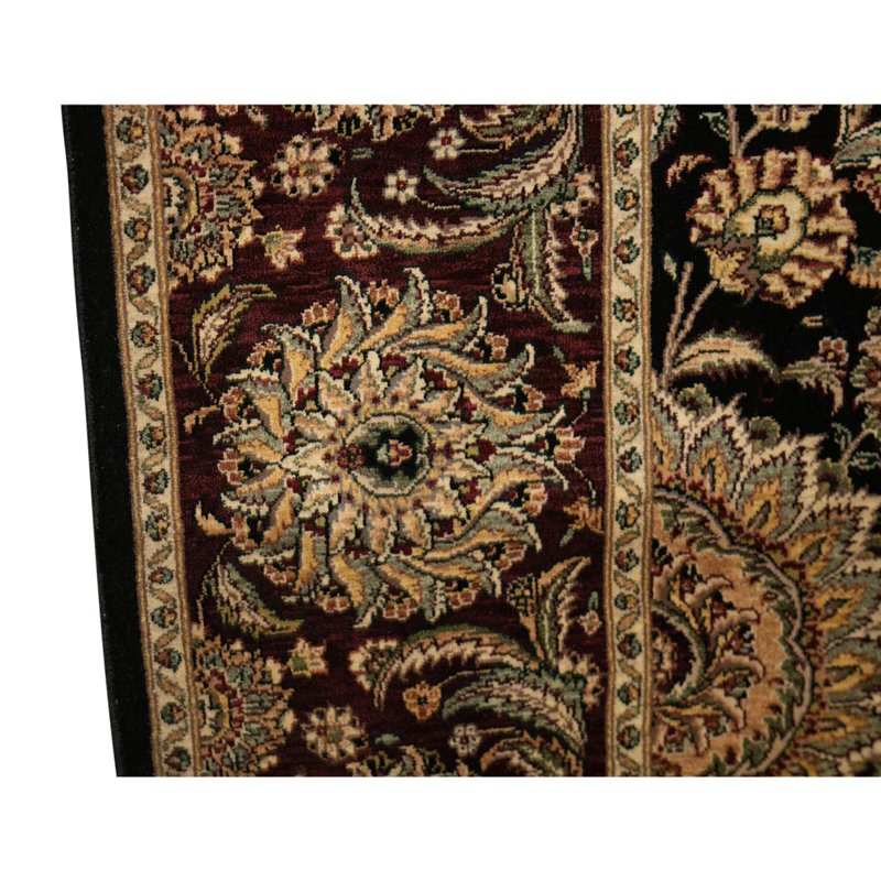 Tapis noir / ivoire / brun en laine noué à la main de conception unique 8 pi 9 po x 11 pi 9 po