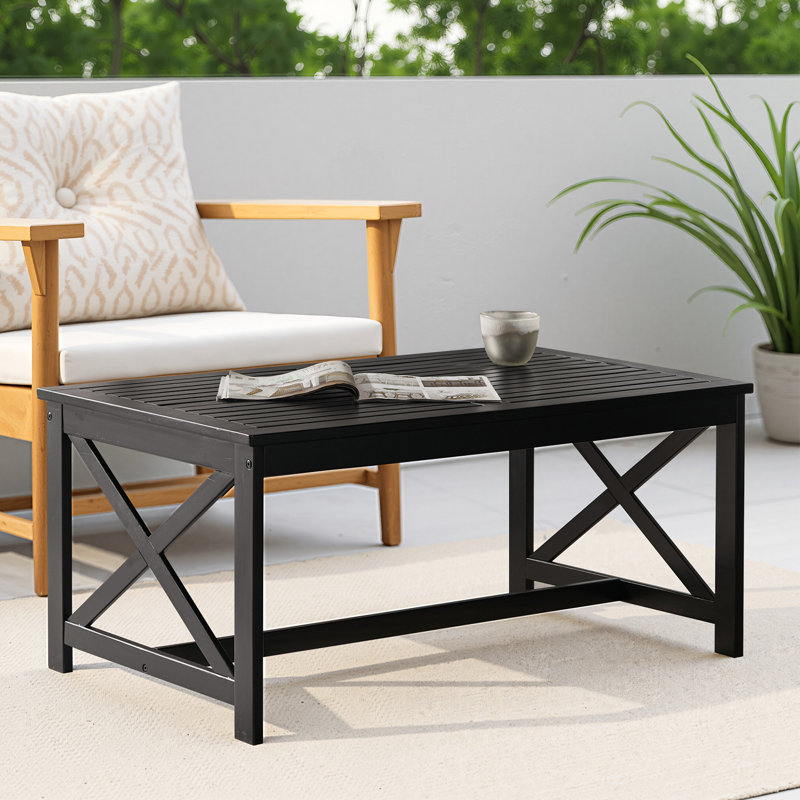 Table d'extérieur en bois Courtyard, Noir