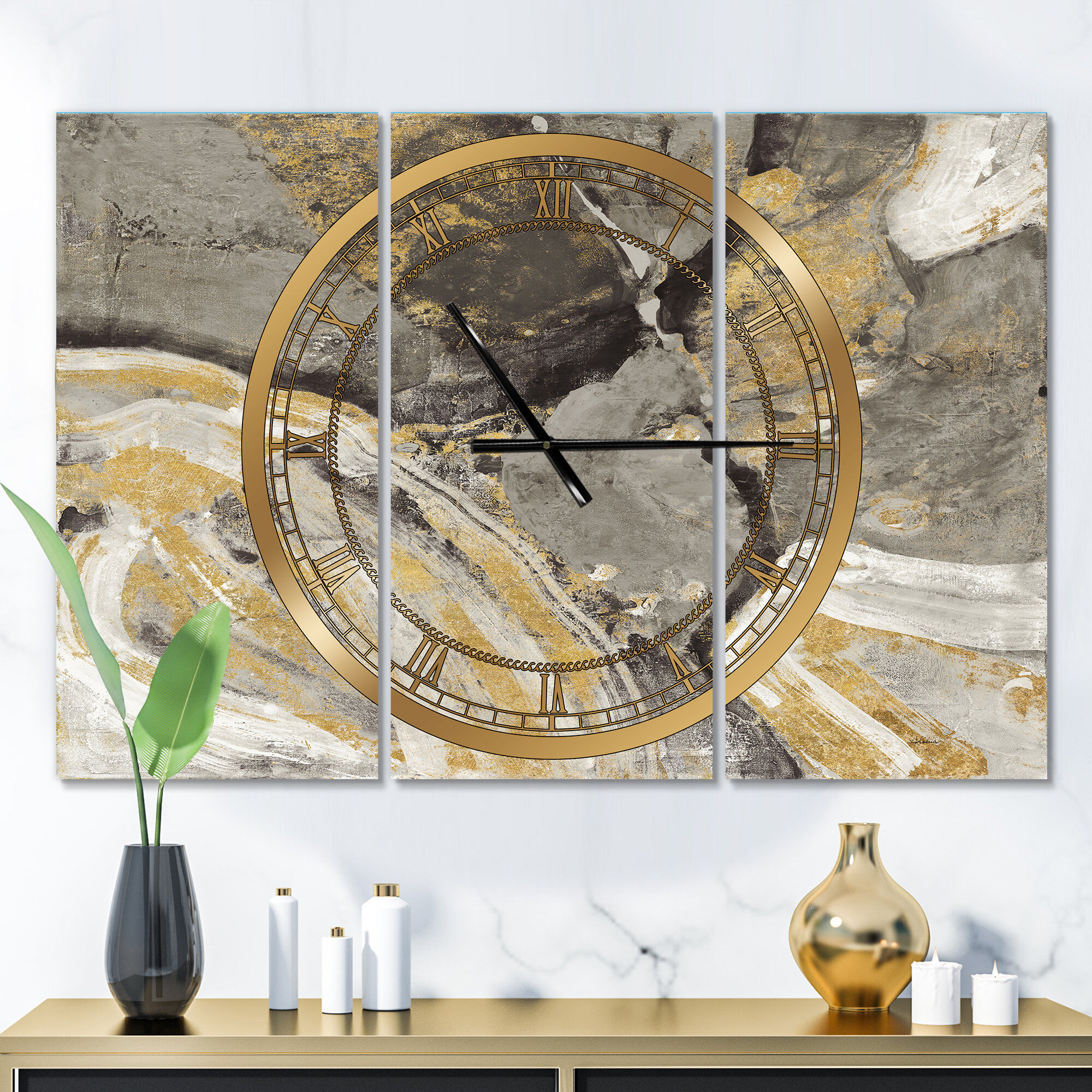 East Urban Home Glam Phoenix Neutral - Modern wall clock | Wayfair