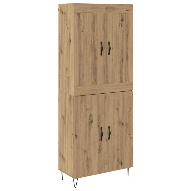  Highboard Black Oak 69.5 X 34 X 180 Cm Engineered Wood, Artisan Oak