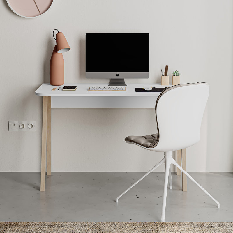 Luton Modern Desk Minimal & Contemporary Home Office Desk with Solid Wood Legs, 29.5" W x 64" L
