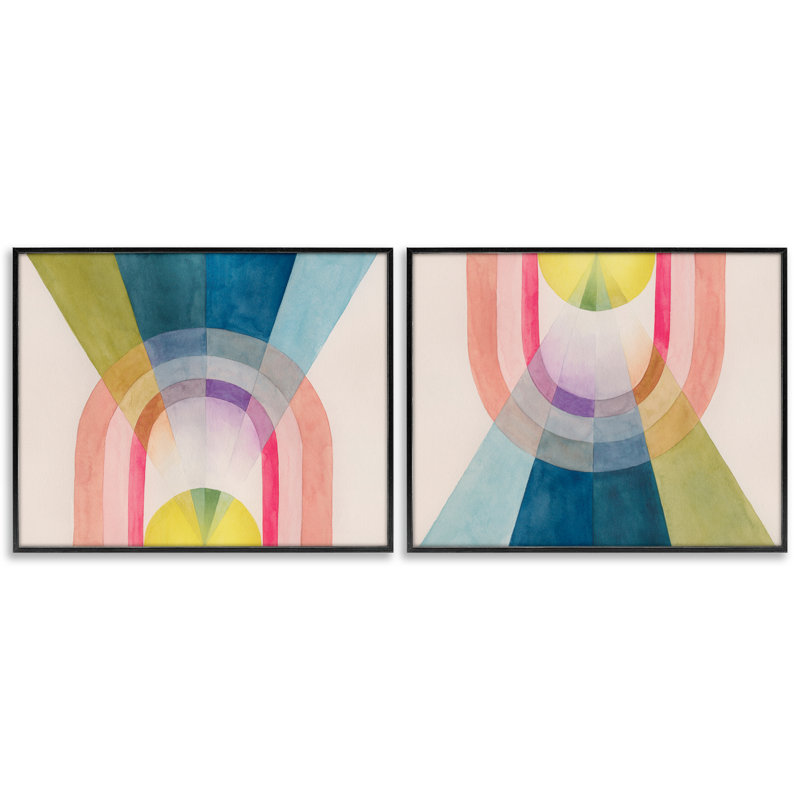  «Retro Pastel Structured Shapes 2 PC» par Grace Popp, H 24 po x l 30 po, Giclée encadrée noir minuit