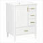 Meuble-lavabo moderne de 24 po avec lavabo en céramique, porte à fermeture douce, 3 tiroirs, poignées dorées et support de rangement-664287818