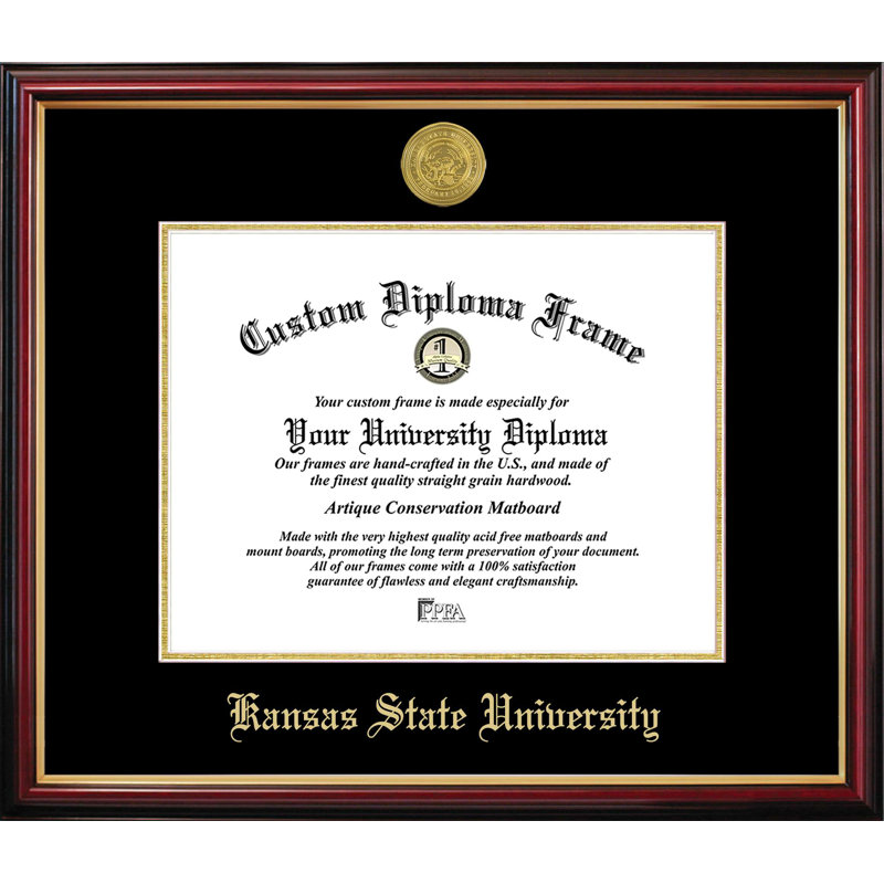 Cadre de petit diplôme de l'Université Kansas State, L 11 po x H 8,5 po, NCAA Kansas State