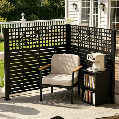 Rose Black Double-Sided Metal Screen, 48 X 47.3 Inches, Suitable For Use As A Backyard Fence For Air Conditioning, Swimming Pool Equipment, Etc.